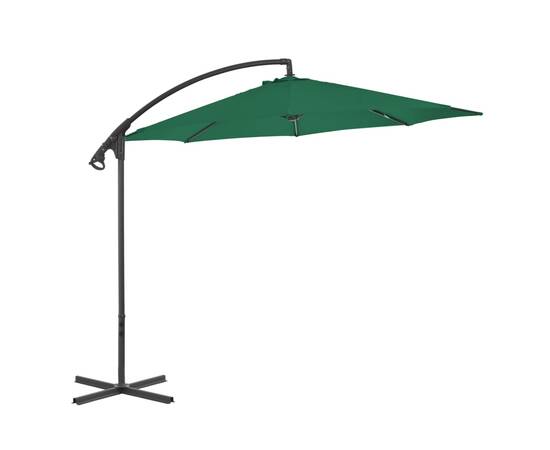 Umbrelă suspendată cu stâlp din oțel, verde, 300 cm