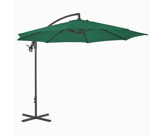 Umbrelă suspendată cu stâlp din oțel, verde, 300 cm, 3 image