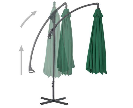 Umbrelă suspendată cu stâlp din oțel, verde, 300 cm, 4 image