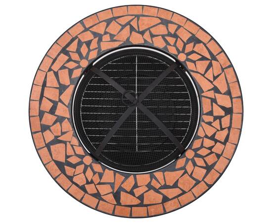 Masă cu vatră de foc, mozaic, cărămiziu, 68 cm, ceramică, 8 image