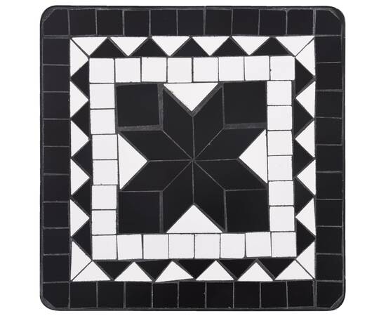 Masă laterală cu mozaic, negru și alb, ceramică, 4 image