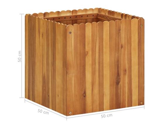 Strat înălțat de grădină, 50 x 50 x 50 cm, lemn masiv de acacia, 5 image