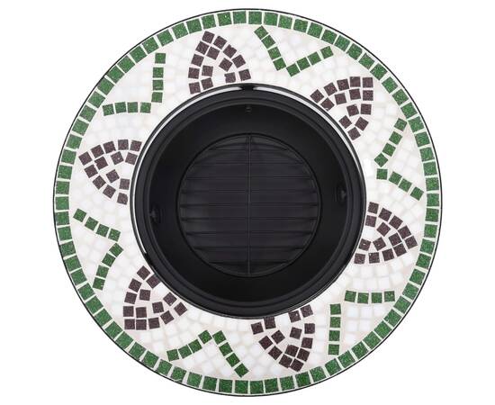 Vatră de foc cu mozaic, verde, 68 cm, ceramică, 6 image