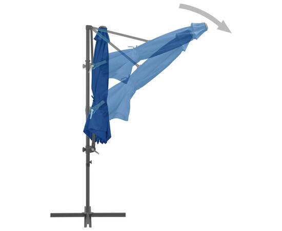 Umbrelă în consolă cu stâlp din oțel, albastru azuriu, 300 cm, 6 image