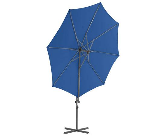 Umbrelă în consolă cu stâlp din oțel, albastru azuriu, 300 cm, 4 image