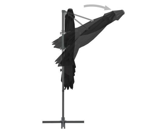 Umbrelă în consolă cu stâlp din oțel, negru, 250x250 cm, 6 image
