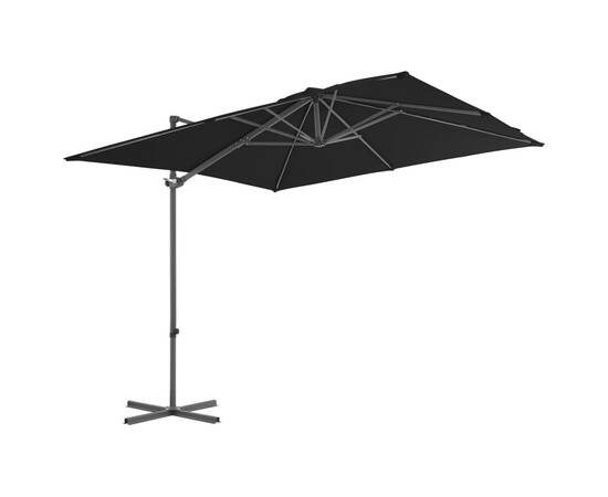 Umbrelă în consolă cu stâlp din oțel, negru, 250x250 cm, 3 image