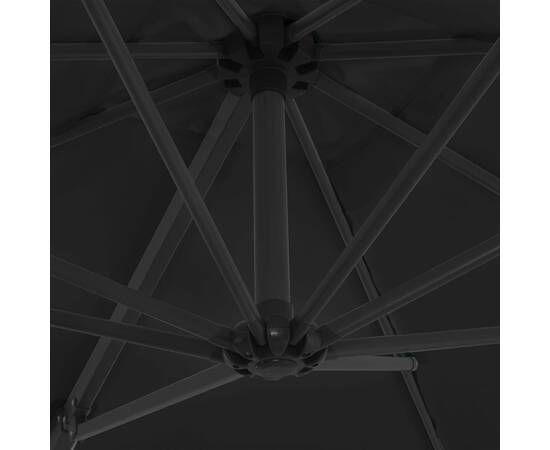 Umbrelă în consolă cu stâlp din oțel, negru, 250x250 cm, 2 image