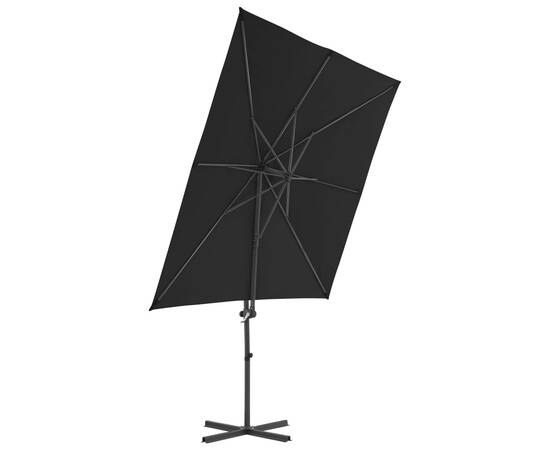 Umbrelă în consolă cu stâlp din oțel, negru, 250x250 cm, 4 image