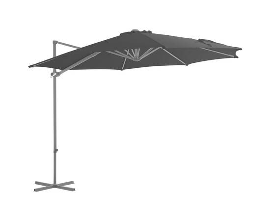 Umbrelă în consolă cu stâlp din oțel, negru, 300 cm