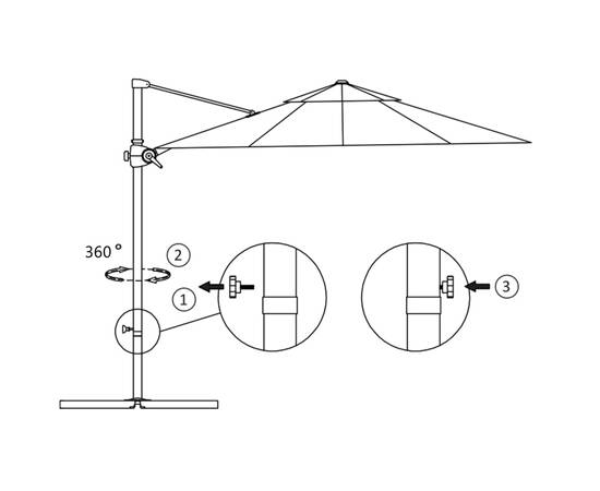 Umbrelă în consolă cu stâlp din oțel, negru, 300 cm, 8 image