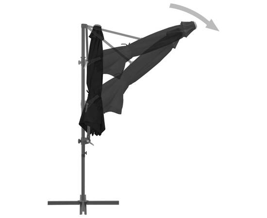 Umbrelă în consolă cu stâlp din oțel, negru, 300 cm, 6 image