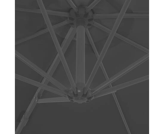 Umbrelă în consolă cu stâlp din oțel, negru, 300 cm, 2 image