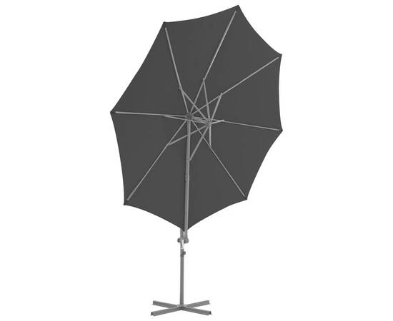 Umbrelă în consolă cu stâlp din oțel, negru, 300 cm, 4 image