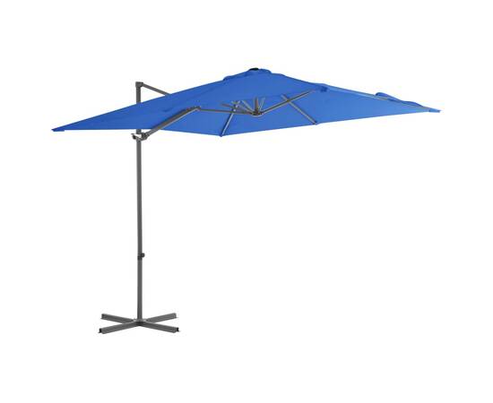 Umbrelă în consolă stâlp din oțel, albastru azuriu, 250x250 cm