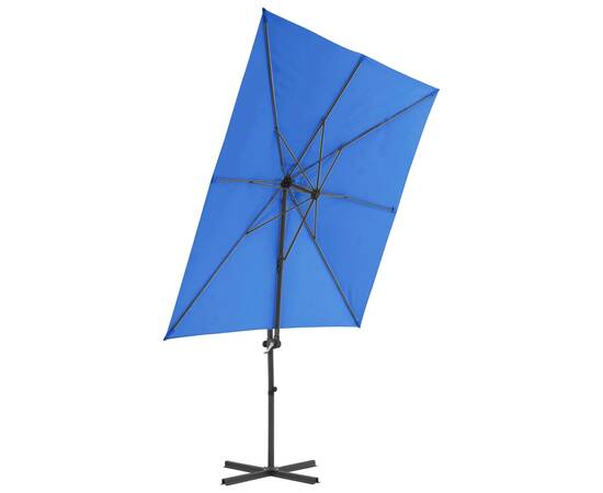 Umbrelă în consolă stâlp din oțel, albastru azuriu, 250x250 cm, 4 image