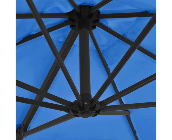 Umbrelă în consolă stâlp din oțel, albastru azuriu, 250x250 cm, 2 image