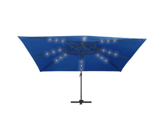 Umbrelă suspendată cu led și stâlp aluminiu azuriu 400x300 cm, 5 image