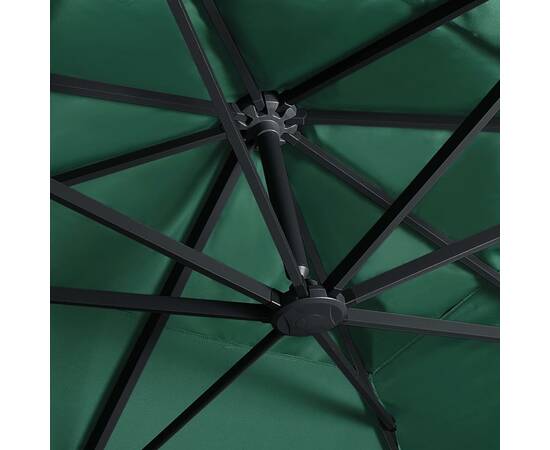 Umbrelă suspendată cu led și stâlp aluminiu verde 400x300 cm, 2 image