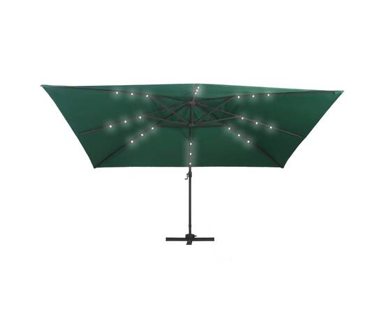 Umbrelă suspendată cu led și stâlp aluminiu verde 400x300 cm, 5 image