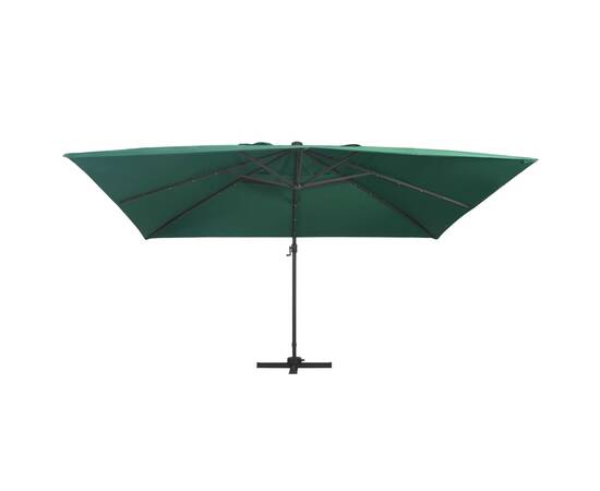 Umbrelă suspendată cu led și stâlp aluminiu verde 400x300 cm, 3 image