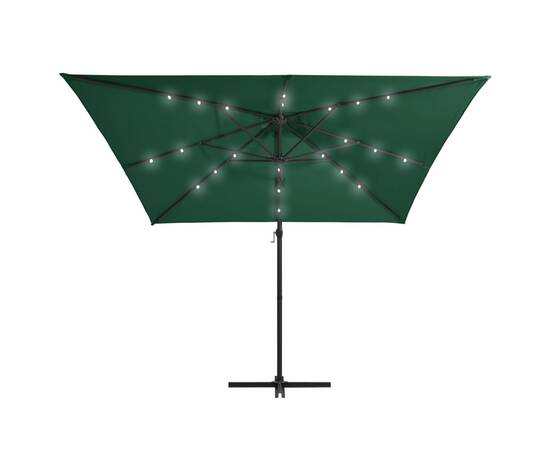 Umbrelă suspendată cu led și stâlp din oțel, verde, 250x250 cm, 5 image