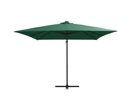 Umbrelă suspendată cu led și stâlp din oțel, verde, 250x250 cm, 3 image