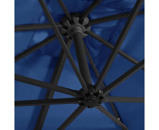 Umbrelă suspendată cu led și stâlp oțel, azuriu, 250 x 250 cm, 2 image