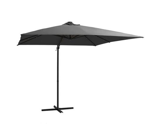 Umbrelă suspendată cu led, stâlp din oțel, antracit, 250x250 cm