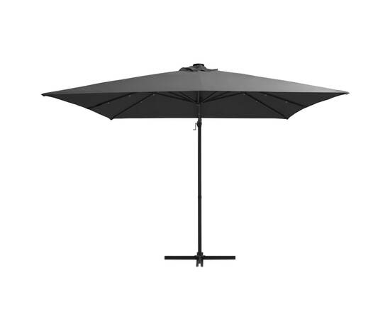Umbrelă suspendată cu led, stâlp din oțel, antracit, 250x250 cm, 3 image