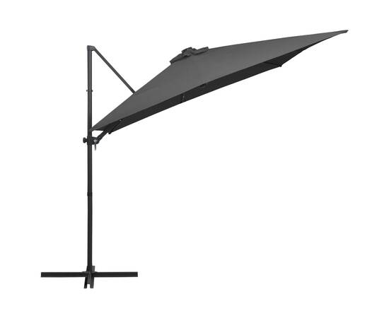 Umbrelă suspendată cu led, stâlp din oțel, antracit, 250x250 cm, 4 image