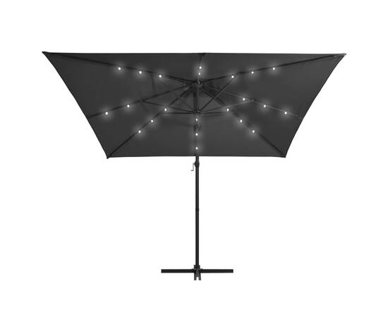 Umbrelă suspendată cu led, stâlp din oțel, antracit, 250x250 cm, 5 image