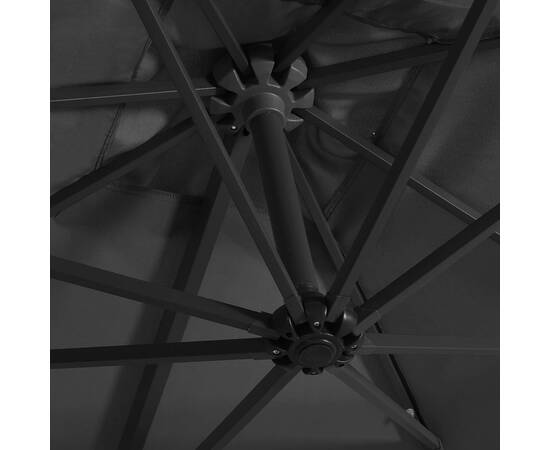 Umbrelă suspendată cu led, stâlp din oțel, antracit, 250x250 cm, 2 image