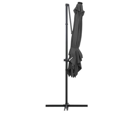 Umbrelă suspendată cu led, stâlp din oțel, antracit, 250x250 cm, 6 image