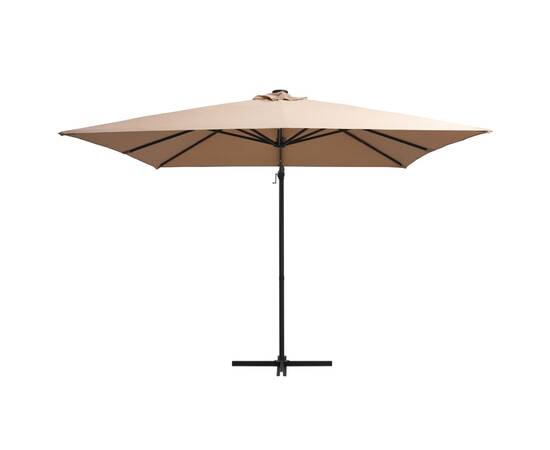Umbrelă suspendată cu led, stâlp oțel, gri taupe, 250x250 cm, 3 image