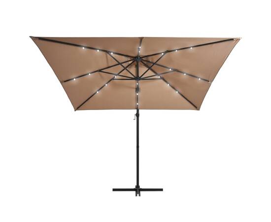Umbrelă suspendată cu led, stâlp oțel, gri taupe, 250x250 cm, 5 image