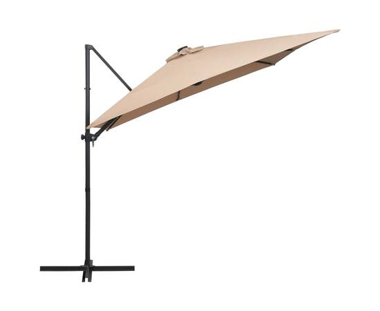 Umbrelă suspendată cu led, stâlp oțel, gri taupe, 250x250 cm, 4 image