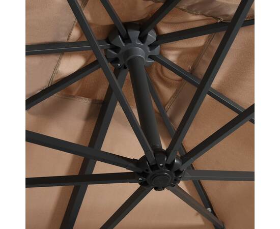 Umbrelă suspendată cu led, stâlp oțel, gri taupe, 250x250 cm, 2 image