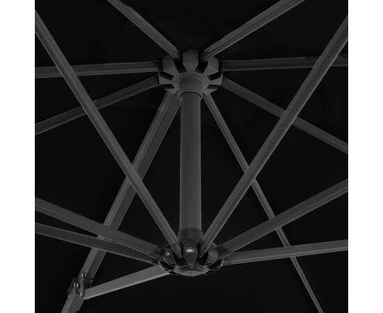 Umbrelă suspendată cu stâlp din aluminiu, negru, 250x250 cm, 2 image