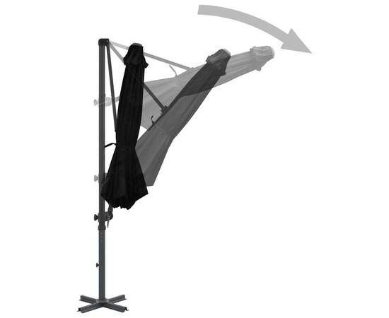 Umbrelă suspendată cu stâlp din aluminiu, negru, 300 cm, 5 image