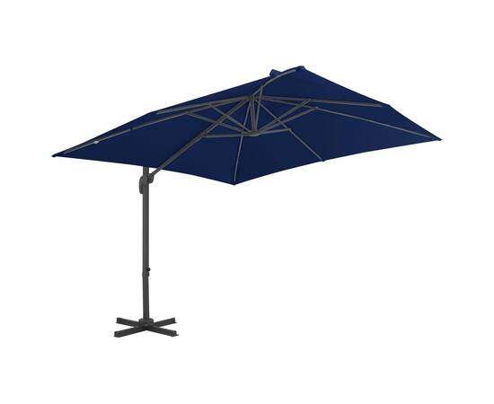 Umbrelă suspendată cu stâlp din aluminiu albastru azuriu 3x3 m, 3 image
