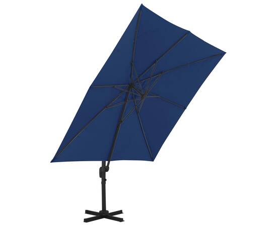 Umbrelă suspendată cu stâlp din aluminiu albastru azuriu 3x3 m, 4 image