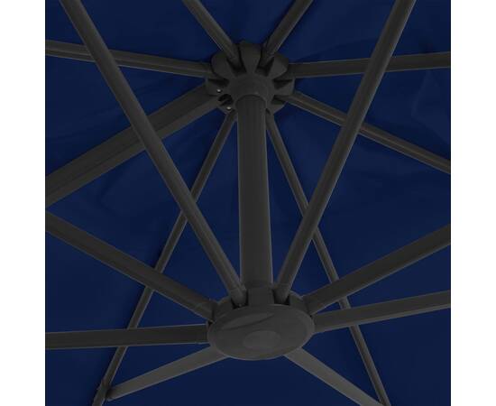 Umbrelă suspendată cu stâlp din aluminiu albastru azuriu 3x3 m, 2 image