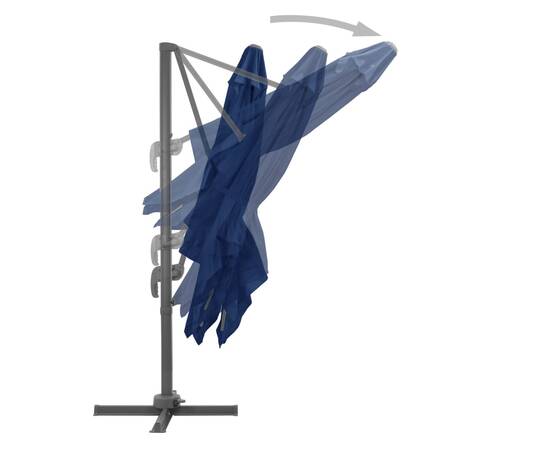 Umbrelă suspendată cu stâlp din aluminiu albastru azuriu 3x3 m, 5 image