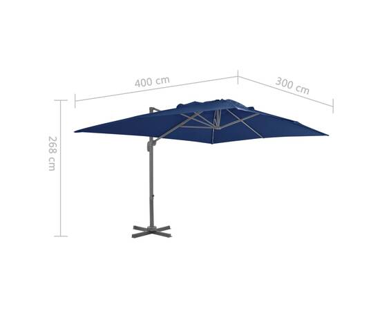 Umbrelă suspendată cu stâlp din aluminiu albastru azuriu 4x3 m, 8 image
