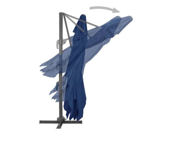 Umbrelă suspendată cu stâlp din aluminiu albastru azuriu 4x3 m, 5 image