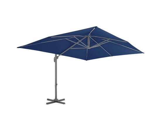 Umbrelă suspendată cu stâlp din aluminiu albastru azuriu 4x3 m, 3 image