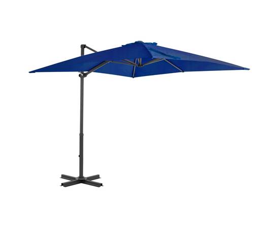 Umbrelă suspendată stâlp aluminiu, albastru azuriu, 250x250 cm