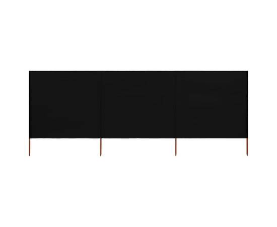 Paravan anti-vânt cu 3 panouri, negru, 400 x 160 cm, textil