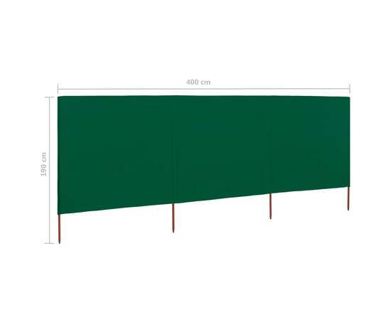Paravan anti-vânt cu 3 panouri, verde, 400 x 160 cm, textil, 6 image
